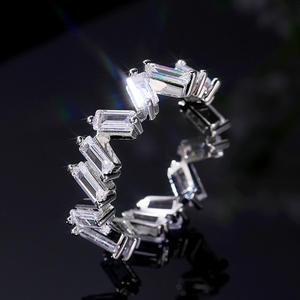 F769 Geometric Crystal <b>Bangle</b> <b>Bracelet</b> 925 Silver Channel Setting Women's Party Jewelry - Product Image 1