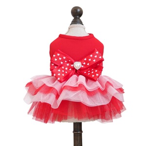 Pet Clothing <b>Red</b> <b>Tutu</b> Dress With Heart Bow For Small Dogs And Cats Four Seasons Polyester Skirt - Product Image 5