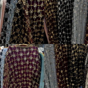 Vestido de Noite Luxuoso Bordado em Bordô e Dourado, Abaya Modesta para Festas Muçulmanas em Dubai, para Casamento e Eid, Tamanho Único, Kaftan ODM - Product Image 3