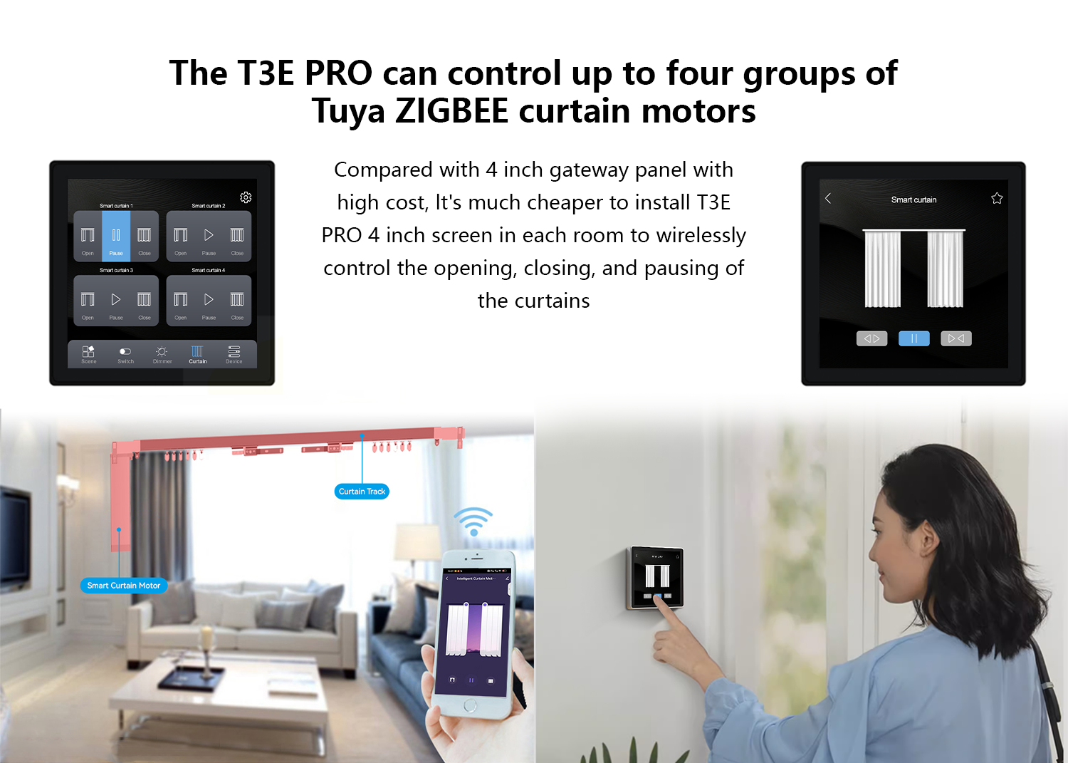 2026 Tuya Zigbee Smart 4-inch Smart Control Panel Zigbee Home Automation Intelligent Control Panel with Built in 4 Way Switches · image 5