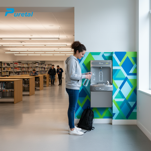 Distributore d'acqua all'aperto a parete in acciaio inox refrigeratore elettrico alimentato per la stazione di riempimento delle bottiglie fontana - Product Image 6