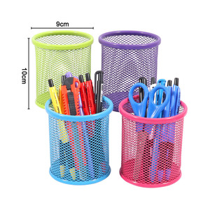 Semplice ed elegante stile industriale 4 colori <span class=keywords><strong>rosa</strong></span> verde blu viola rotondo rete metallica portapenne in metallo per ufficio cancelleria - Product Image 2