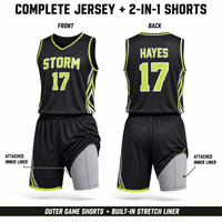 Ensemble d'uniformes de basketball personnalisés 2-en-1 : Maillot et short avec doublure de compression intégrée – Fournisseur de tenues d'équipe personnalisées