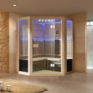 Wholesale Price Red Cedar Commercial Dry Steam Far Infrared 6-10 Persons Sauna Room For Sale