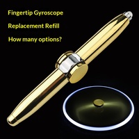 Stylo gel métallique multifonctionnel lumineux à LED, avec fonction gyro rotatif, mignon et créatif, idéal comme cadeau de papeterie