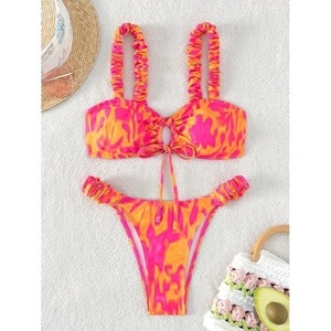 New floral print <b>bikini</b>, backless <b>bikini</b>, export style, two-piece high-waisted swimsuit for women. - Product Image 3