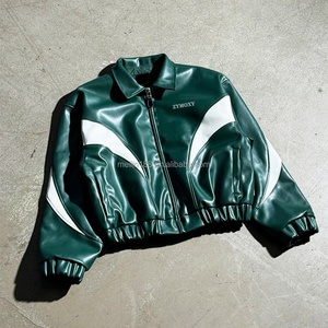Custom Clothing Manufacturer Leather <b>Jacket</b> Vintage Streetwear <b>Zip</b> <b>up</b> <b>Jacket</b> With Lining Cotton Pu Leather <b>Jacket</b> - Product Image 1