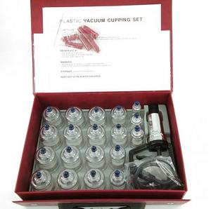 Hijama Schröpfen Therapie gerät Set mit Pump griff 19 Tassen/Englisch Handbuch (Kunststoff Schröpfen Set mit PLA Verpackung) - Product Image 1