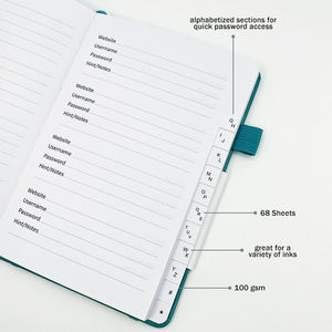 Libro Porta Password A5 da 136 Pagine con Elastico, Agenda Telefoni e Indirizzi in Similpelle Premium, Taccuino in PU Disponibile - Product Image 5