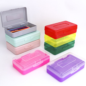 Étui à crayons rigide en plastique 8 couleurs, grande capacité, personnalisable, rangement de papeterie, boîte à crayons multifonction à clapet - Product Image 1