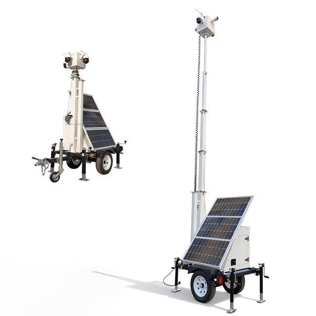 Compact Mobile CCTV Tower with R13 Wheels for Rapid Traction Deployment