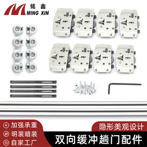 Rail de porte coulissante dissimulé Ming Xin en fer et alliage d'aluminium, accessoires pour porte de placard à roulement fluide - Product Image 2