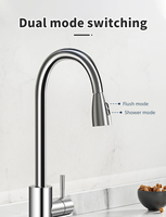 Robinet de cuisine moderne en acier inoxydable Mélangeur d'eau chaude et froide rotatif à 360 degrés