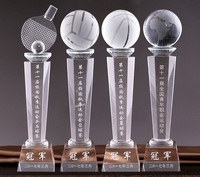 Vente en gros Trophée créatif en verre de cristal pour le football, le golf et le basket-ball pour le tennis de table