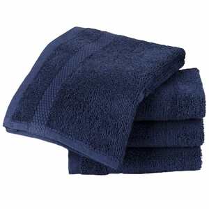 Ensemble de 4 serviettes pour le visage Sue Rossi en coton peigné égyptien 30 cm x 30 cm, très douces, absorbantes, séchage rapide, 600 g/m², démaquillantes, bleu marine - Product Image 1