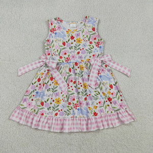 RTS Vestido hasta la rodilla para niñas, sin mangas, con diseño de conejos y flores, para Pascua - Product Image 4