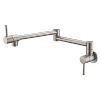 Offres Spéciales mitigeur en laiton robinet de cuisine noir bras oscillant pliant support mural avec 2 trous Double Joint pour salle de bain