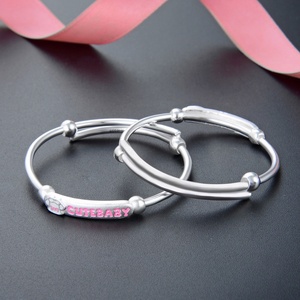 2Pcs Thiết Lập Dễ Thương Bé Tinh Khiết Bạc Vòng Đeo Tay S999 Sterling Bạc Vòng Đeo Tay Cho Bé Gái Và Bé Trai - Product Image 5
