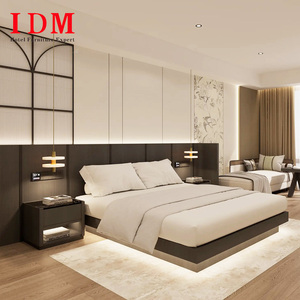 מפעל IDM סיטונאי עץ סטים לחדרי שינה במלון, ראש מיטה מודרני מסחרי, פרויקט ריהוט למלון סִגְנוֹן לחדרי שינה במלון - Product Image 1