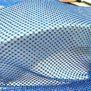 N001 Precio <span class=keywords><strong>de</strong></span> fábrica Rhinestone Bling Net Crystal Fabric Blue Clear Rhinestone Fishnet Fabric Stretch Rhinestone Mesh para ropa - Product Image 1