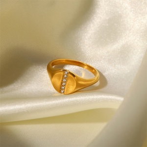 Fashion Fine Stainless Steel Hoop <b>Ring</b> 18k <b>Gold</b> Plated Zircon <b>Rings</b> Women - Product Image 2