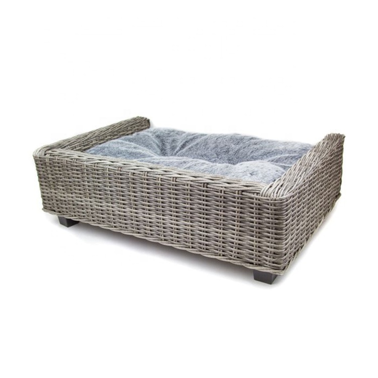 🧺 Cesta De Mimbre Para Perro O Gato Con Cojín Suave | Hecha A Mano En Europa | Almacenamiento Y Cama 2 En 1