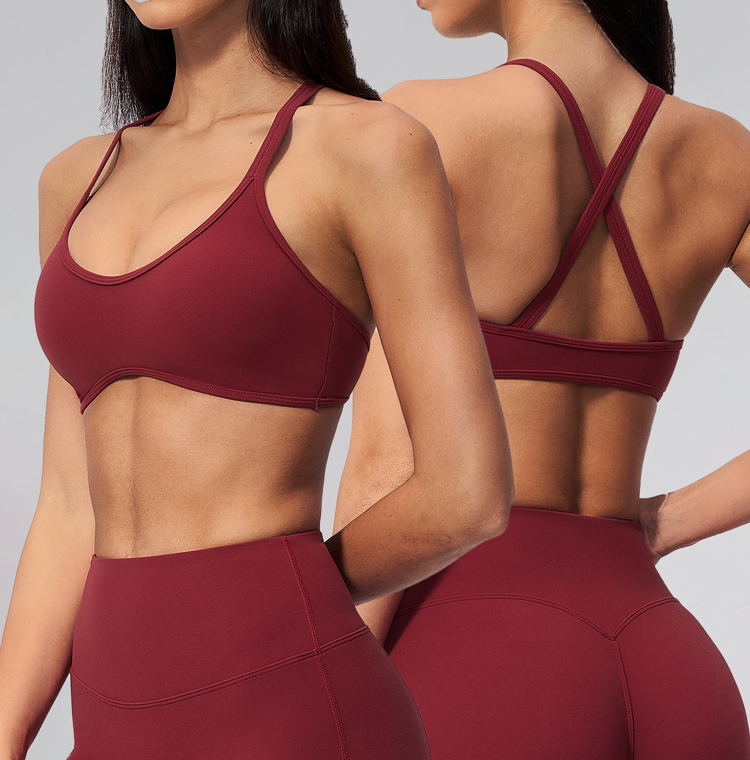 Women V Neck Sports Bra Cross Back Yoga Bra High Support Shockproof Removable Pads Workout Fitness Bra Sportswear Manufacturer