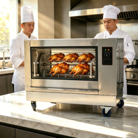 Machine à rôtir le poulet en acier inoxydable de qualité commerciale, grande capacité, électrique/gaz, machine à rôtir le poulet à la broche