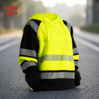 Sweat-shirt de travail réfléchissant JIADE unisexe, à capuche rembourré thermique haute visibilité avec poignets coupe-vent pour travaux d'entretien routier