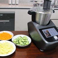Nuevo modelo, pantalla de 7 pulgadas, función Wifi, Robot de cocina, máquina de cocina, rebanadora de cocina térmica, trituradora de procesador de alimentos multifuncional