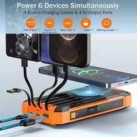 Usine en gros 20000mah Portable charge Powerbank trois chargeur de batterie solaire forte lumière LED batterie externe solaire