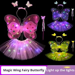 Glühende Schmetterlings flügel Licht zurück Dekoration Kinder Requisiten Prinzessin Fee Zauberstab Dreiteiliges Set für Ramadan Zubehör - Product Image 3