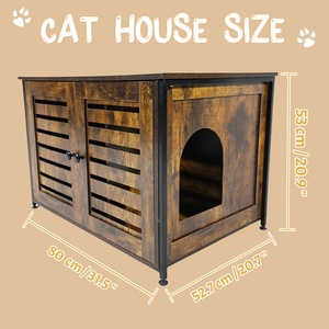 Table d'appoint <span class=keywords><strong>de</strong></span> luxe avec armoire <span class=keywords><strong>de</strong></span> <span class=keywords><strong>toilette</strong></span> pour chats et séparateur, cage en bois pour chats d'intérieur avec enclos dissimulé pour bac à litière - Product Image 4