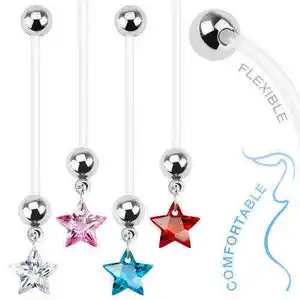 Magnifique Piercing pour nombril, cœur, étoile, Zircon, anneaux de ventre pour femmes, chaîne de Piercing pour le ventre