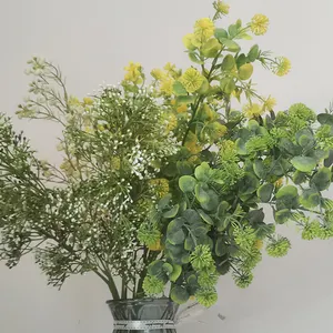 Buquê de folhas de plástico artificial personalizadas de alta qualidade, plantas para decoração de casa