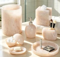 Ensemble d'accessoires de salle de bain en résine 7 pièces, rose marbré, décoration d'hôtel, boîte à mouchoirs, distributeur de savon, plateau