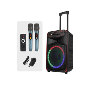 12 inch RGB Vòng tròn ánh sáng di động Rod <span class=keywords><strong>bluetooth</strong></span> hệ thống âm thanh với Dual Micro không dây, hộp nhựa 12V cung cấp điện - Product Image 1