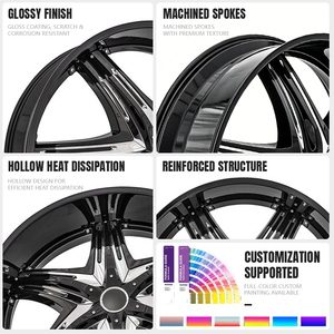 SPEED MEGA 20x10 Gloss Black Machine Face Aluminum <b>Wheel</b> One Piece Cast Multi <b>Spoke</b> Passenger Car Rims 5.5J ET35 PCD114.3 - Product Image 6