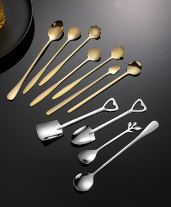 Commercio all'ingrosso 304 in acciaio inox posate <span class=keywords><strong>Set</strong></span> manico lungo cucchiaio di anguria per caffè bevande ghiacciate campeggio uso domestico metallo popolare - Product Image 6