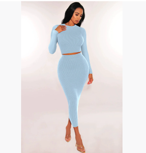 ชุดกระโปรง2ชิ้นรัดรูปเอวสูงสำหรับผู้หญิงเสื้อผ้าฤดูใบไม้ร่วง - Product Image 3