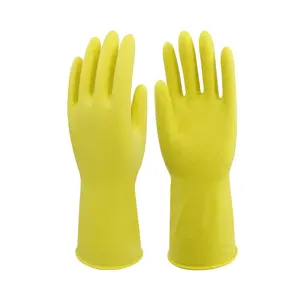 Gants de nettoyage ménager en latex, gant de lavage de vaisselle, floqué trempé