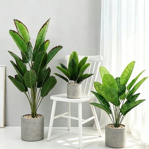 Planta artificial de palma del viajero en maceta, decoración de interior, planta artificial de hoja verde para la decoración del hogar y la sala de estar - Product Image 1