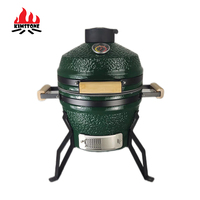 KIMSTONE Mini Grill Kamado en Céramique Portable de 13 Pouces avec Télécommande, Hauteur Réglable, Conception Pliante, Friteuse en Fonte