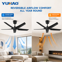 Ventilador de Techo BLDC de 46/56 Pulgadas para Sala de Estar y Comedor, 6 Velocidades, 5 Aspas ABS, Sin Luz, Fabricación OEM/ODM