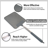 Raquette à mouches télescopique 34-82 cm, manche extensible en acier inoxydable, largeur 12 cm, pour intérieur, extérieur, cuisine, camping, vente en gros, OEM
