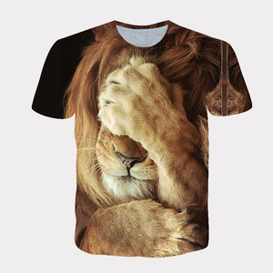 T-shirt imprimé en 3D pour homme, grande taille, élégant, motif <span class=keywords><strong>tigre</strong></span> et <span class=keywords><strong>lion</strong></span>, manches courtes, pour homme et enfant, motif animal - Product Image 3