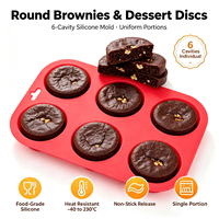 Ronde Brownie Bakvorm van Food Grade Silicone, Zes Porties voor Dessert Schijfjes, Proefdozen en Bakkerijbenodigdheden