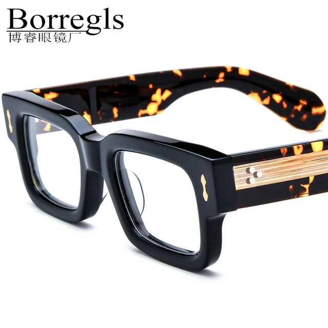 Borregls Acetate Glasses Women 2026New Brand Design Retro Square Eyeglass Frame Men Thick Spectacles Optical Eyewear ASCARII