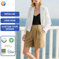 Blazer décontracté pour femme 2026 en mélange de ramie et coton, veste courte à manches longues respirante pour le bureau et le quotidien, personnalisable OEM/ODM