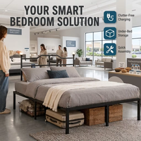 Fabrikverkauf Aufbewahrungsbox Amerikanischer Standard-Steckdosenkasten Geräuschlos Hochbelastbar Touch-Steuerung Nachttischlampe Eisenrahmen-Bett